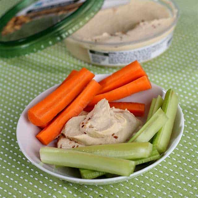 Celery and carrot humus plate