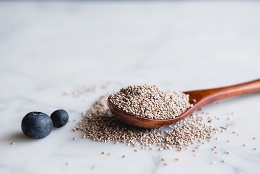 chia seeds on a spoon