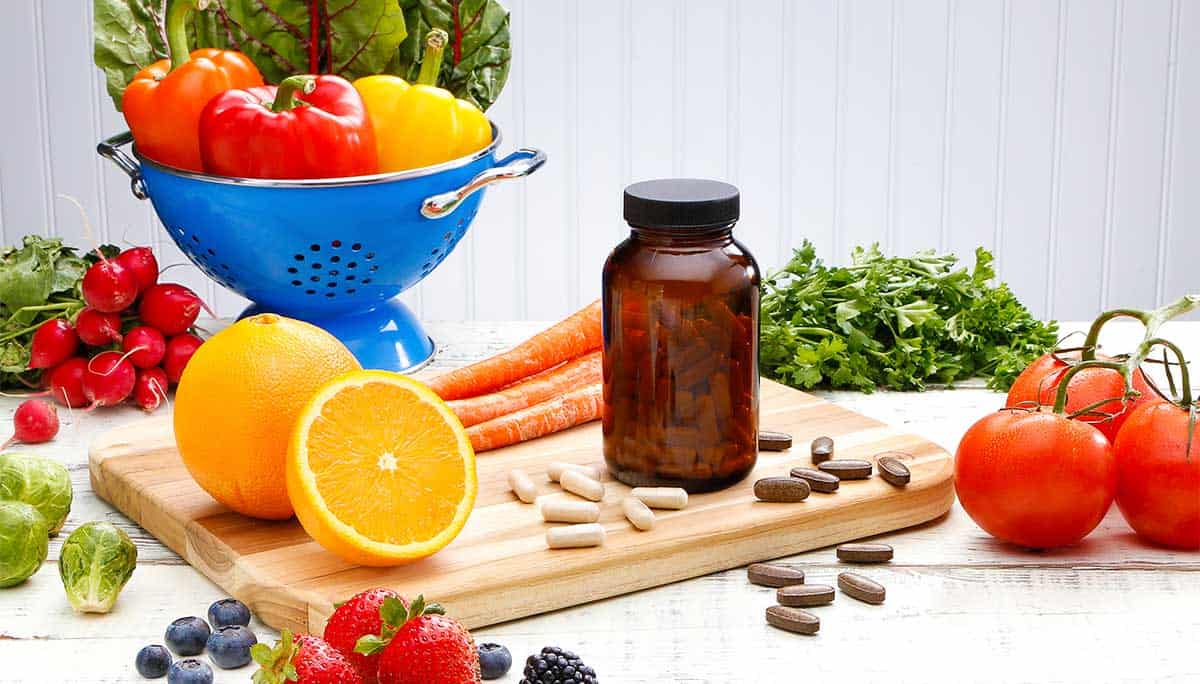 multivitamins and healthy foods
