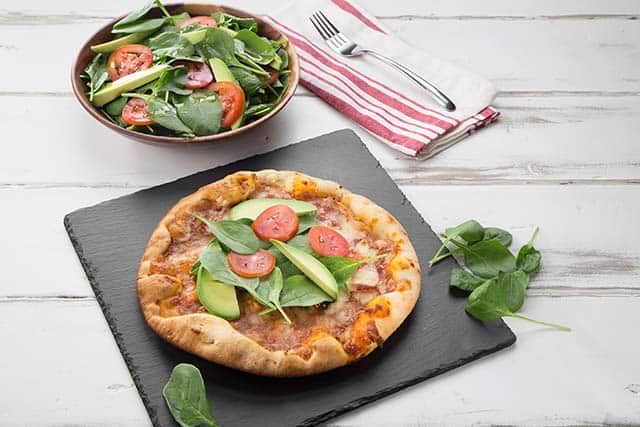 Pizza with salad