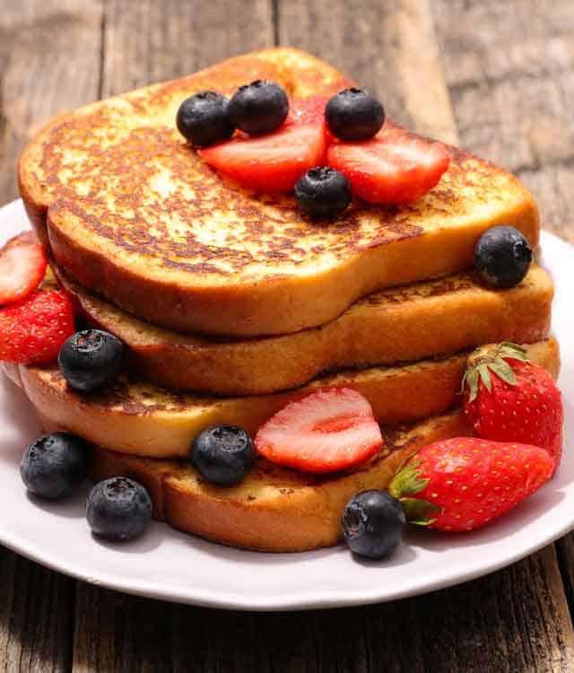 Peanut Butter French Toast with strawberries and blueberries