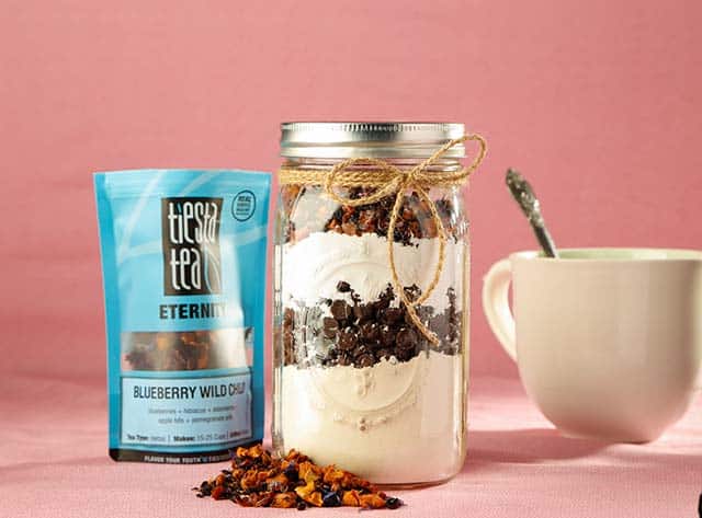 Tiesta Tea Cookies dry ingredients, tea cup and blueberry wild child