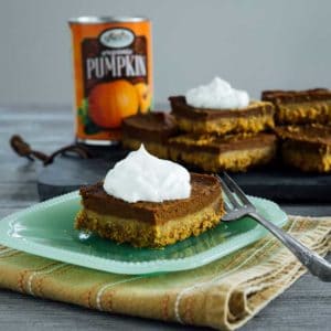 Vegan pumpkin pie bars with coco whip