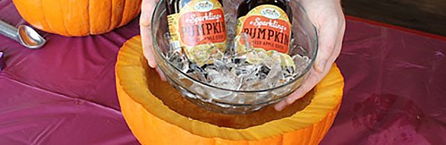 Pumpkin used as an ice chest