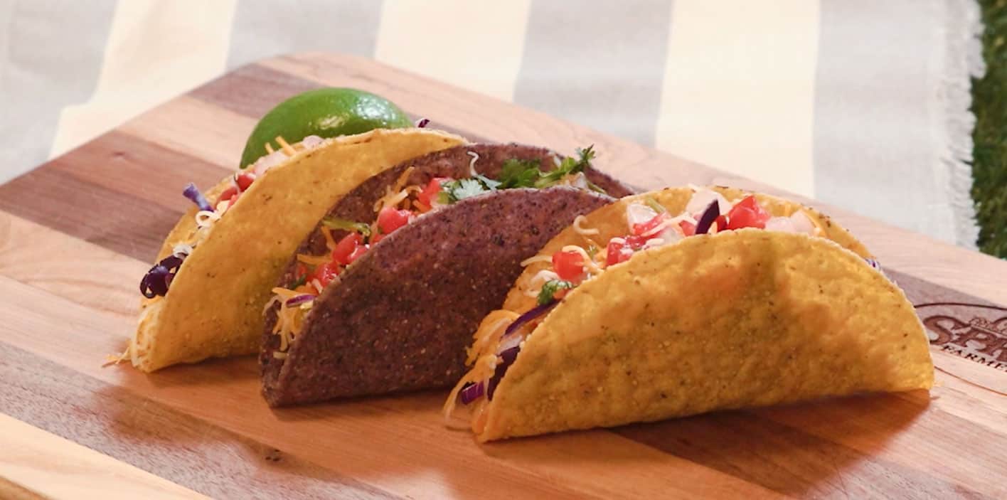 veggie burger tacos on a cutting board