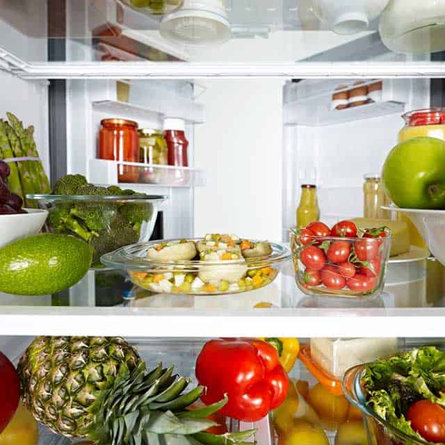 fridge full of vegan foods