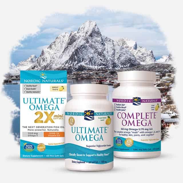 group of Nordic Naturals products with scenery