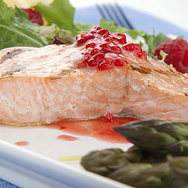 Salmon with Raspberry Glaze