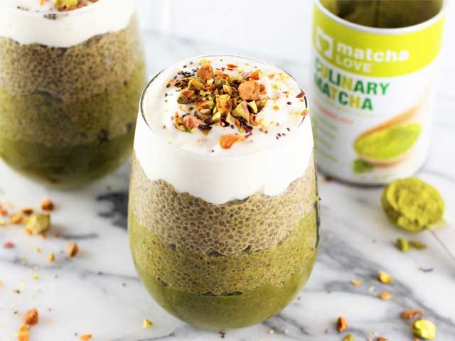 Ombre pudding with matcha