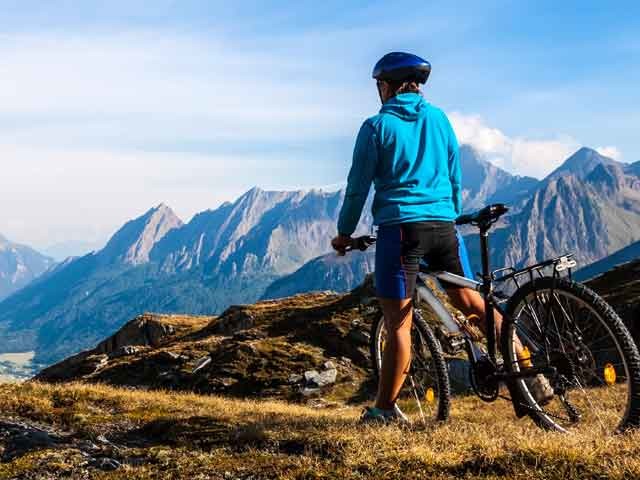 Clif Bar Story - mountain biker and vista view