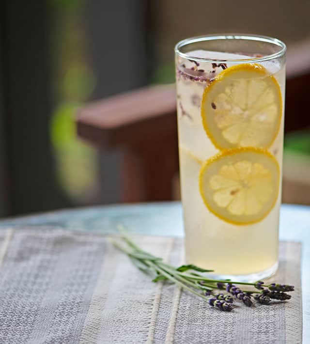 Sparkling Lavender Lemonade with fresh lemon slices Sparkling Lavender Lemonade with fresh lemon slices