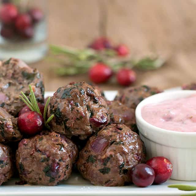 Holiday Meatballs with Cranberry Aioli