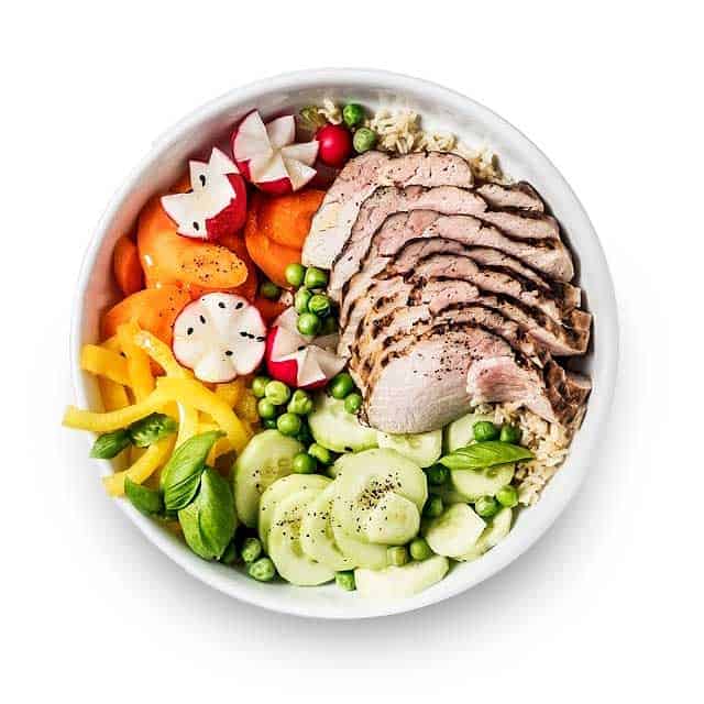 A bowl of paleo meat and veggies