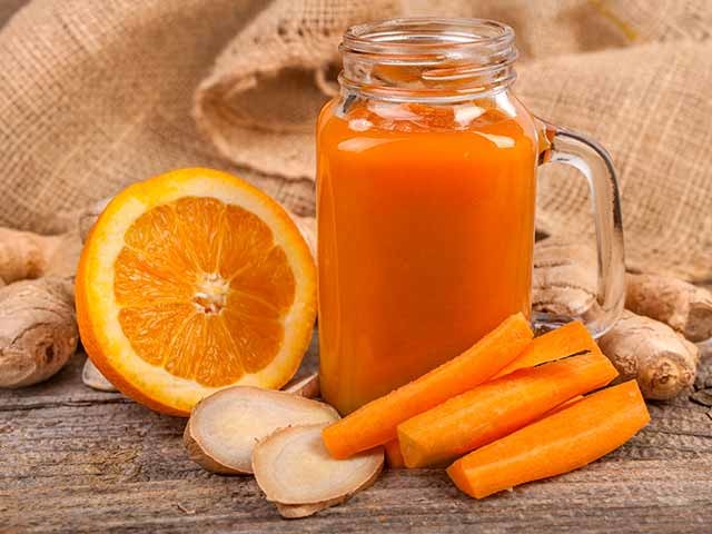 Ginger, carrot and orange juice