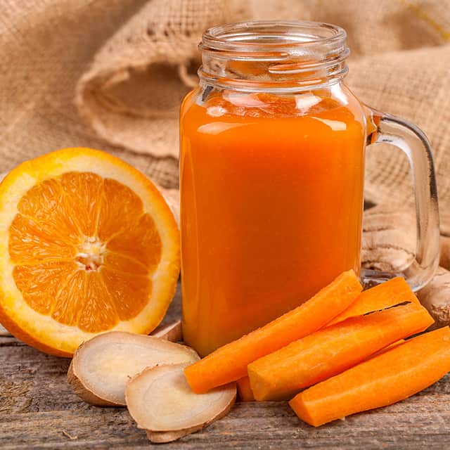 Ginger, carrot and orange juice