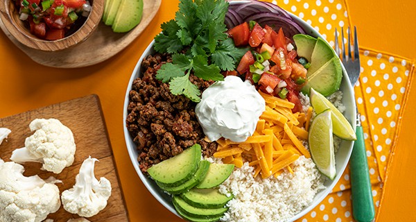 Keto Cauliflower Rice Taco Bowls