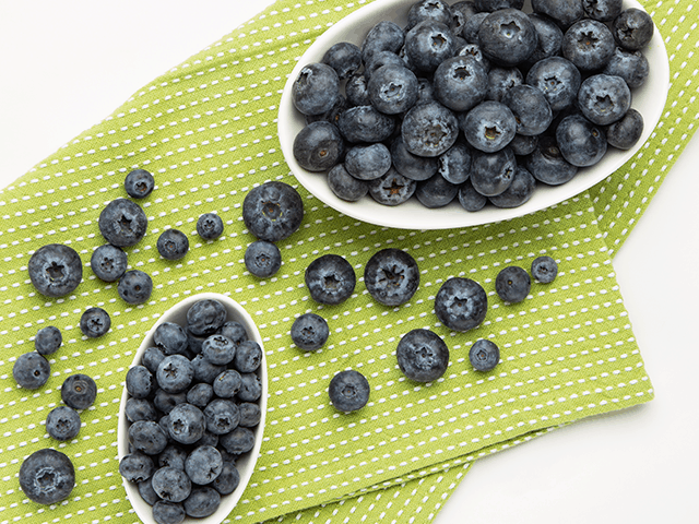 Jumbo Blueberries on green napkin