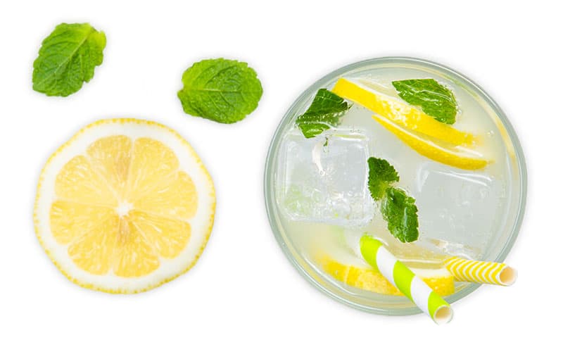 A glass of water with lemon and mint, perfect for your health goals.