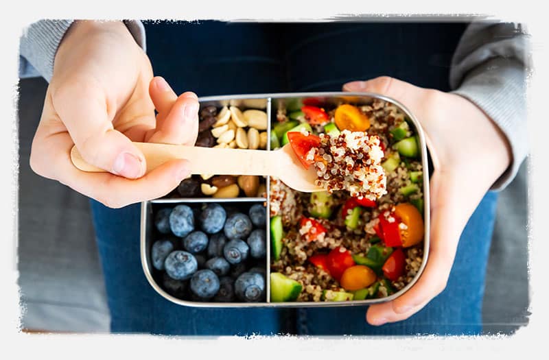 Lunchbox with quinoa salad