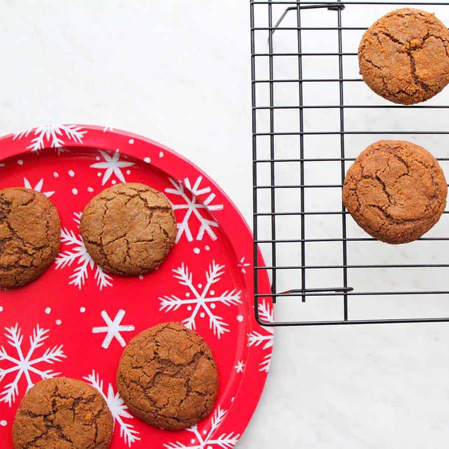 Paleo Molasses Cookies on Holiday Plate