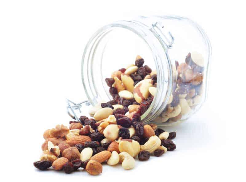 Glass jar with trailmix Glass jar with trailmix