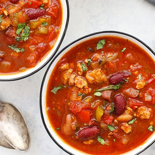 Crockpot Chili with Turkey, Beans and Vegetables