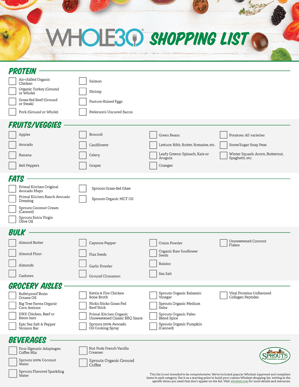 Whole30 Whole Foods Grocery List