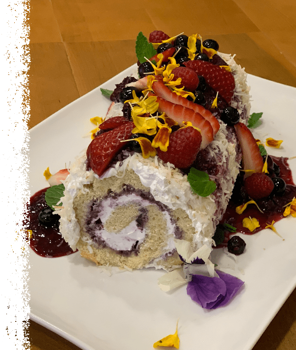 Triple Berry Coconut Swiss Roll by Chef Claudia Recipe