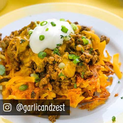 Taco Hash Brown Waffles - Garlic & Zest