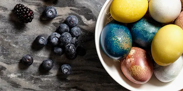 dyed eggs in a bowl