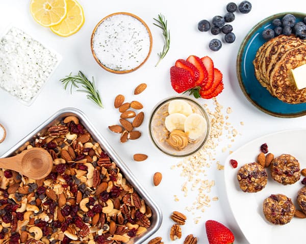 Homemade recipes with nuts, berries and oats