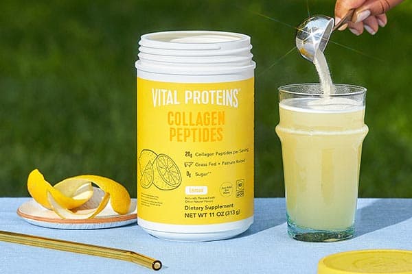 vital proteins lemon glow up in a glass
