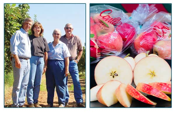 Briggs-Eggers Family and sliced organic apples.