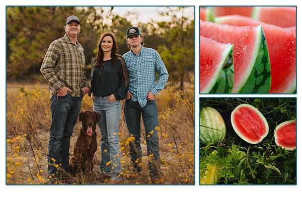 Jim Rash and family and images of watermelons.