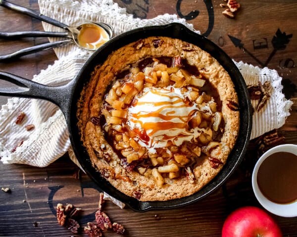 Caramel Apple Cookie Skillet with Ice Cream