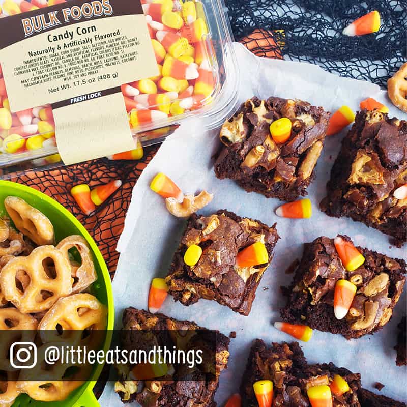 Chewy brownies with candy corn