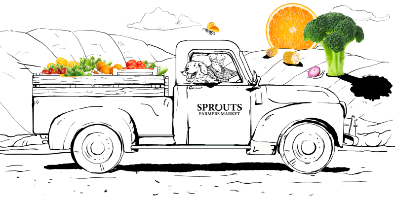 Sprouts truck loaded with fruits and vegetables