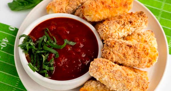 mozzarella sticks on a serving platter