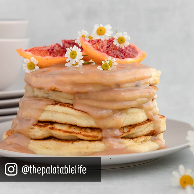 Citrus glazed pancakes on a plate