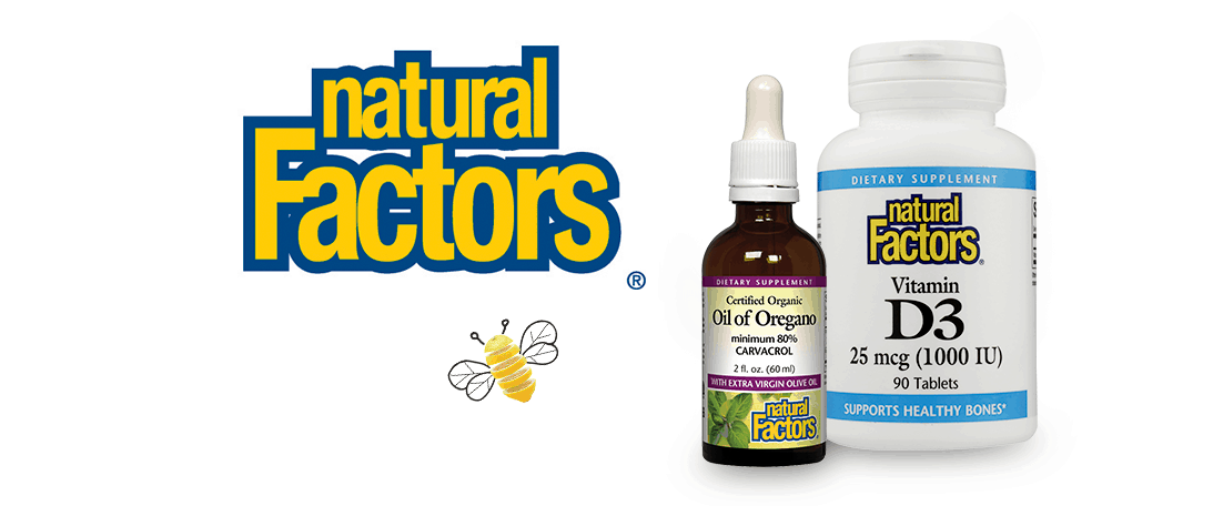 Natural Factors Logo and Products