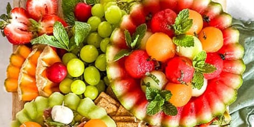 melon snack board on a tabletop