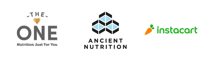 The One, Ancient Nutrition and Instacart logos