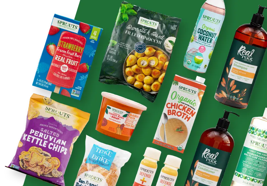 a variety of sprouts brand products
