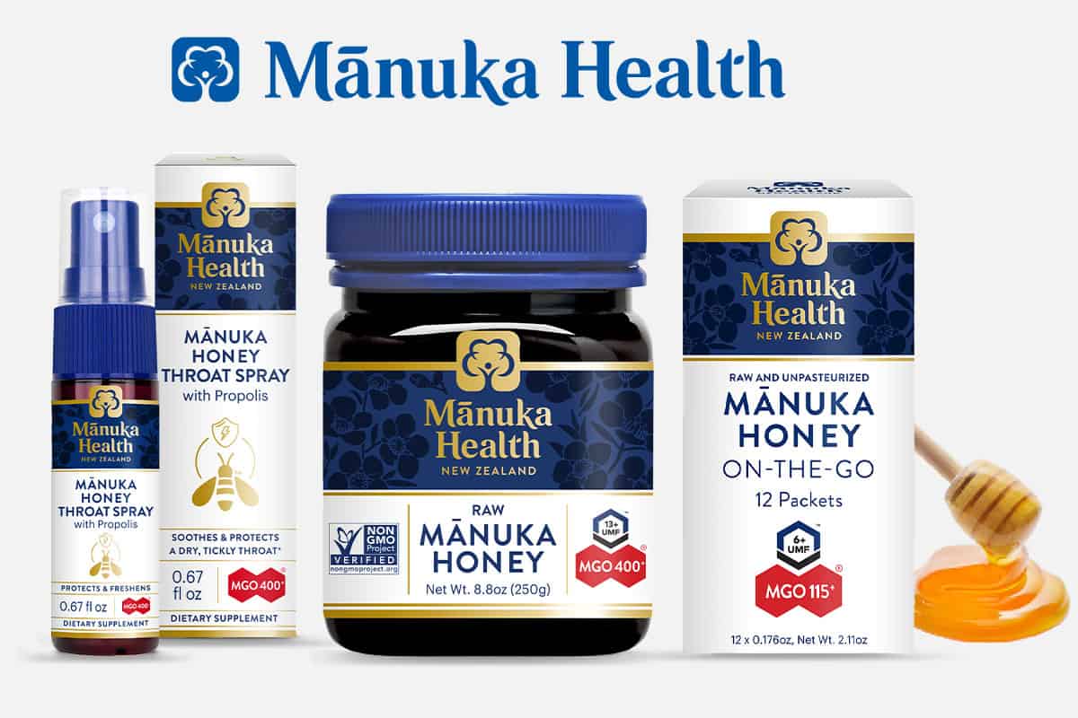 Manuka health logo above products