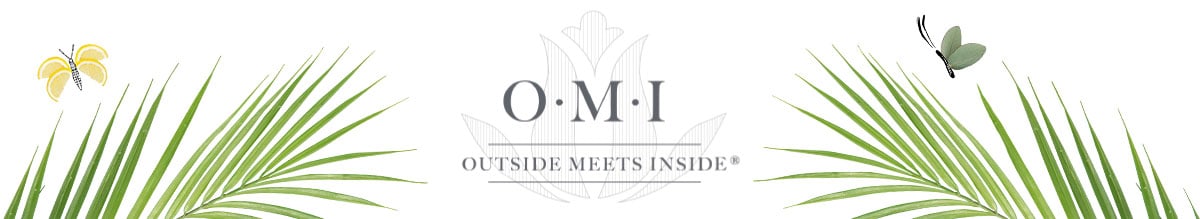 omi logo surrounded by palm leaves