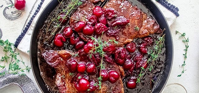 100% Grass-fed Angus Ribeye Steak with Cherry Bordelaise Sauce