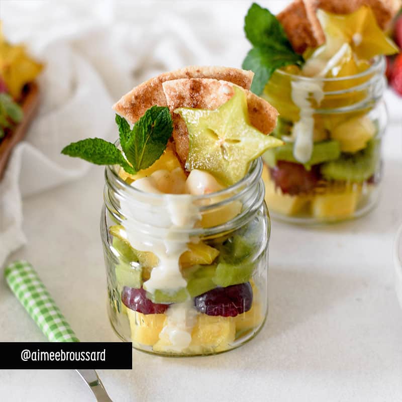 Tropical fruit salad in a jar