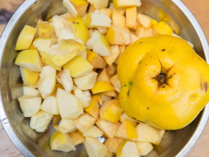 imperfect fruit cut into a bowl