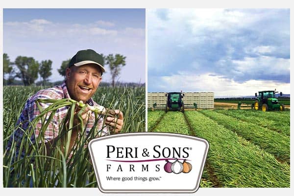 Peri & sons logo and pictures of their farm.