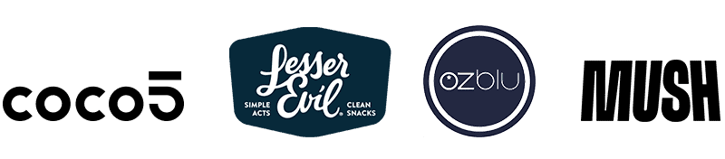 coco5, lesser evil, Ozblu & mush logos